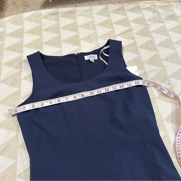 TAHARI Navy Stretch Zippered Line Sleeveless Scoop Neck Above Knee Sheath Dress - Picture 4 of 7